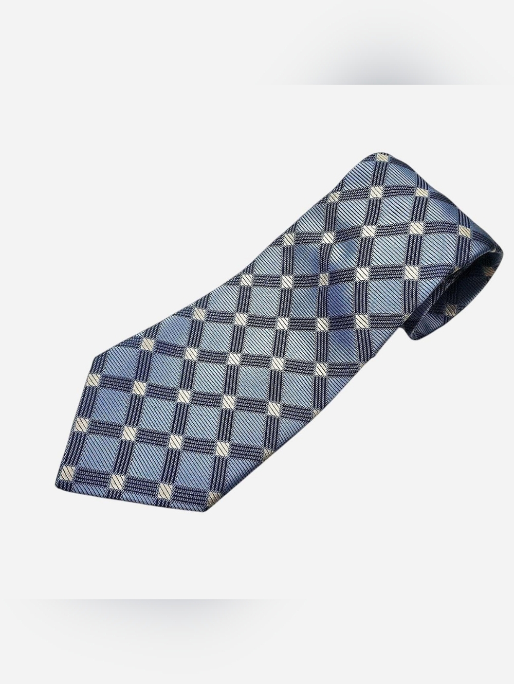 Jim Thompson Textured Mens Tie Light Blue 100% Silk Necktie Designer 90s Classic